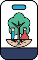 A tree with a lab bench and two beakers on the ground vector