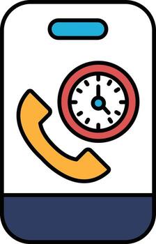 un teléfono con un reloj y un rojo marcar vector