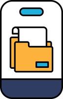 A phone with a yellow folder on it vector