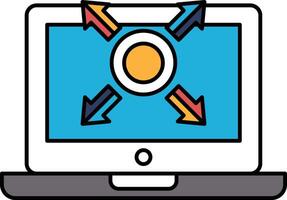 A computer monitor with a blue background vector