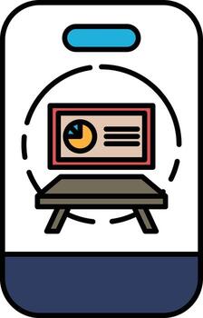 A phone screen shows a picture of a table with a clock on it vector