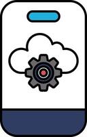 A phone with a cloud and a gear on it vector