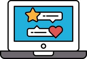 A laptop screen with a heart and a star next to each other vector
