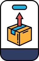 A box with a red arrow pointing up vector