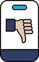 A phone with a thumbs down on it vector