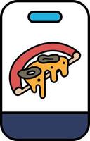 A cartoonish drawing of a pizza with cheese and olives on it vector