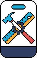 A hammer and a ruler are shown on a white background vector