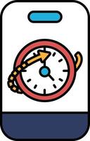 A phone with a clock on it with the hands at the numbers 3 and 9 vector