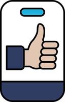 A thumbs up sign is displayed on a phone vector