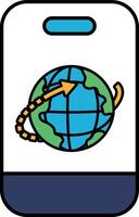 A phone with a globe on it vector