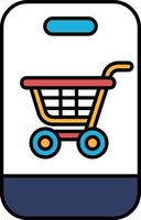 A shopping cart is drawn on a phone screen vector
