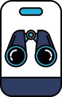 A blue and white image of two binoculars vector