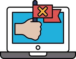 A hand holding a red and yellow flag with an X on it vector