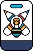 A colorful sticker with a light bulb and pencils on it vector