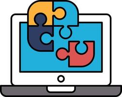 A computer monitor with a puzzle on it vector