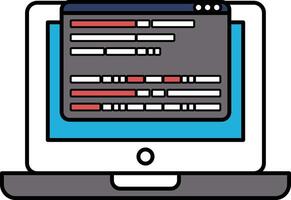 A computer screen with a blue background and red text vector
