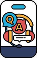 A phone with a headset on it and the letters Q and A on it vector
