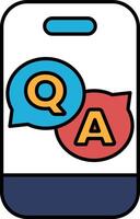 A phone with a blue Q and a red A on it vector