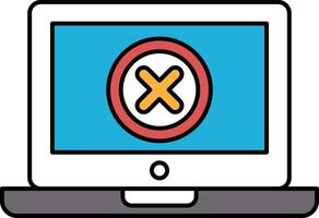 A computer monitor with an X on it vector