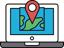 A laptop screen with a red dot on it that says map vector