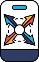 A phone with four arrows pointing in different directions vector