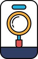 A phone with a magnifying glass on it vector