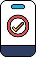 A phone with a red check mark on it vector