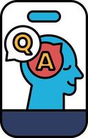 A blue head with a red A and a white Q vector