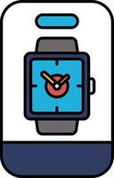 A watch with a blue face and a red hour hand vector