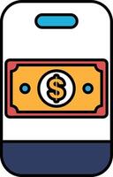 A phone with a dollar bill on it vector