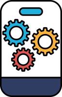A phone with three gears on it vector