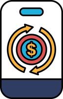 A phone with a dollar sign and arrows on it vector