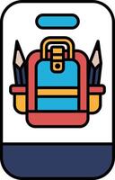 A backpack with pencils and a pen is shown on a white background vector