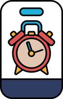 A red alarm clock with a white face and blue hands showing the time of 900 vector
