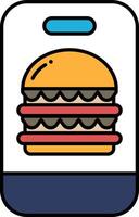A cartoon of a hamburger with two buns and a red hot dog vector