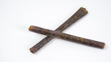 Deep fried seaweed rolls isolated on white background photo