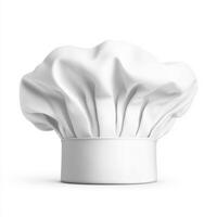 realistic chef hat, symbolizing culinary profession, showcases its elegant design and fabric texture, perfect for any kitchen setting photo