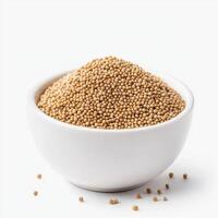 bowl of amaranth seeds, nutritious superfood ingredient, showcases its tiny, round grains. These seeds are rich in protein and fiber, making them healthy addition to various dishes photo