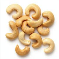 Handful of raw cashew nuts, nutritious and versatile bakery ingredient, perfect for healthy recipes and snacks. Enjoy their rich flavor and crunchy texture photo