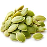 Fresh green pumpkin seeds are nutritious snack packed with healthy fats and protein, perfect for wholesome diet. Enjoy their crunchy texture and rich flavor photo