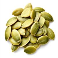 Fresh pumpkin seeds are nutritious snack, rich in healthy fats and protein. They are often enjoyed raw or roasted, making them versatile addition to various dishes photo