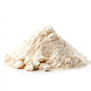 pile of wheat flour, key ingredient in baking, showcases its fine texture and versatility. Perfect for creating delicious baked goods and culinary delights photo