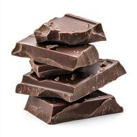 Rich dark chocolate chunks stacked elegantly, perfect for desserts or baking. Indulge in deep flavor and smooth texture of this delightful ingredient photo