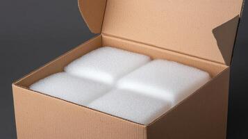 Efficient logistics solutions are essential in supply chain, and this warehouse box filled with foam packaging demonstrates importance of protective materials in shipping photo
