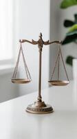 classic legal scale symbolizes justice and fairness in court of law, reflecting importance of legislation and legal proceedings photo