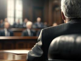 courtroom setting highlights serious nature of legal proceedings where lawyer presents case, emphasizing importance of legislation and court photo