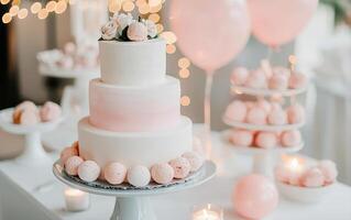 beautiful pink anniversary cake adorned with flowers brings happiness to any celebration at work event photo