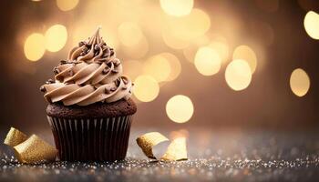 Delight in this happy anniversary celebration with delicious chocolate cupcake topped with creamy frosting perfect for any work event photo