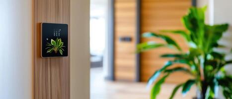 A smart home device is mounted on the wall photo