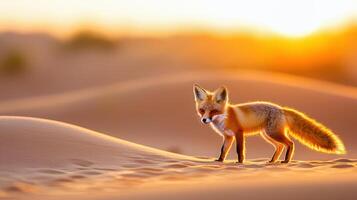 lone desert fox traversing golden dunes symbolizes resilience and beauty photo